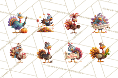 Whimsical Thanksgiving Turkey Clipart PNG, Holiday Turkeys Product Image 4