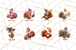 Whimsical Thanksgiving Turkey Clipart PNG, Holiday Turkeys Product Image 3