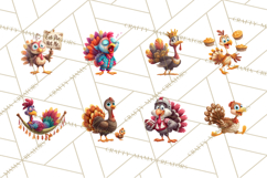 Whimsical Thanksgiving Turkey Clipart PNG, Holiday Turkeys Product Image 5