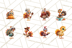 Whimsical Thanksgiving Turkey Clipart PNG, Holiday Turkeys Product Image 7