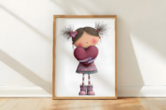 Playful Valentine Girl Clipart Product Image 3