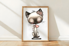 Playful Valentine Siamese Cat PNG Product Image 3