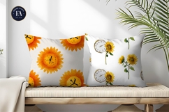 Playful Watercolor Sunflower Clocks Seamless Digital Paper Product Image 2