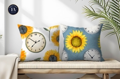 Unique Watercolor Clocks Sunflowers Creative Digital Paper Product Image 2
