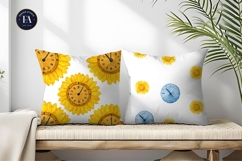 Playful Watercolor Sunflower Clocks Seamless Digital Paper Product Image 2