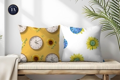 Sunflower Clock Pattern in Watercolor Digital Paper Product Image 2