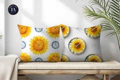 Watercolor Clocks Shaped as Sunflowers Digital Paper Product Image 2