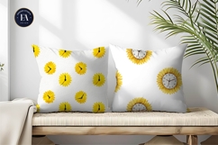 Sunflower Clock Pattern in Watercolor Digital Paper Product Image 2