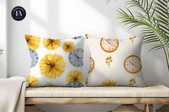 Watercolor Clocks Shaped as Sunflowers Digital Paper Product Image 2