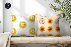 Watercolor Clocks Shaped as Sunflowers Digital Paper Product Image 2