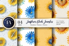 Unique Watercolor Clocks Sunflowers Creative Digital Paper Product Image 1