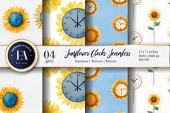 Unique Watercolor Clocks Sunflowers Creative Digital Paper Product Image 1