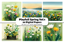 Plyfull Spring Digital Paper Pack, 20 PNG &amp; JPEG Product Image 1