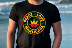 Peace Love Marijuana - Cannabis Weed Leaf Png Sublimation Product Image 3