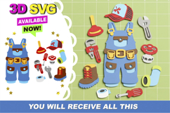 3D Plumber Outfit and Tools SVG Product Image 1