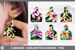 Bundle of six Plumerias cow tag earrings sublimation designs.