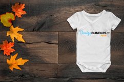 Baby bodysuit front mock up on dark autumn background Product Image 1