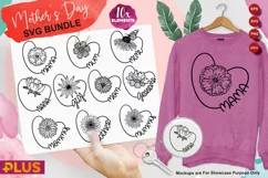 Mother's Day SVG Bundle | Floral hearts Clipart | Grandma Product Image 1
