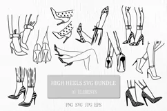 Fashion Girl's legs in high heels SVG Bundle | Glam shoes Product Image 1