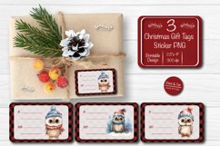 Christmas Gift Tag Stickers Owl Christmas tag printable PNG Product Image 1