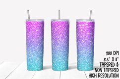 Magenta Blue Ombre Glitter Sublimation Tumbler Product Image 1
