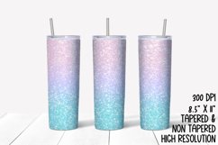 Pastel Pink Blue Ombre Glitter Sublimation Tumbler Product Image 1