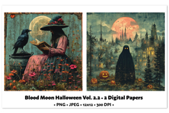 Blood Moon Halloween Digital Paper Vol. 2.2, 2 PNG &amp; JPEG Product Image 1