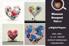 Blossom Bouquet Digital Paper Vol. 1.1, 4 PNG &amp; JPEG Product Image 1
