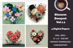 Blossom Bouquet Digital Paper Vol. 1.2, 4 PNG &amp; JPEG Product Image 1