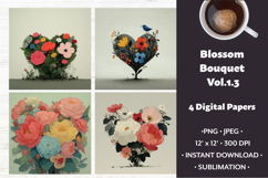 Blossom Bouquet Digital Paper Vol. 1.3, 4 PNG &amp; JPEG Product Image 1