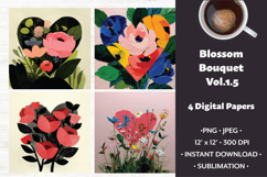 Blossom Bouquet Digital Paper Vol. 1.5, 4 PNG &amp; JPEG Product Image 1