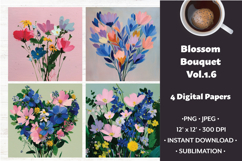 Blossom Bouquet Digital Paper Vol. 1.6, 4 PNG &amp; JPEG Product Image 1