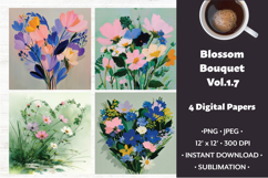 Blossom Bouquet Digital Paper Vol. 1.7, 4 PNG &amp; JPEG Product Image 1