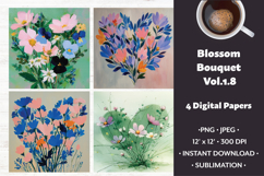 Blossom Bouquet Digital Paper Vol. 1.8, 4 PNG &amp; JPEG Product Image 1