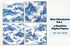 Blue Chinoiserie Seamless Digital Paper Vol, 2, 4 PNG Product Image 1