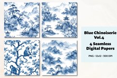 Blue Chinoiserie Seamless Digital Paper Vol, 4, 4 PNG Product Image 1