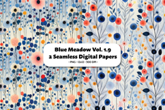Blue Meadow Seamless Digital Paper Vol.1.9, 2 PNG Product Image 1