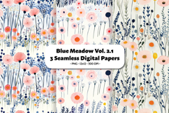 Blue Meadow Seamless Digital Paper Vol.2.1, 3 PNG Product Image 1