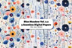 Blue Meadow Seamless Digital Paper Vol.2.2, 3 PNG Product Image 1