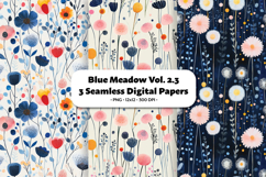 Blue Meadow Seamless Digital Paper Vol.2.3, 3 PNG Product Image 1