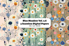 Blue Meadow Seamless Digital Paper Vol.2.6, 3 PNG Product Image 1