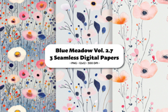 Blue Meadow Seamless Digital Paper Vol.2.7, 3 PNG Product Image 1