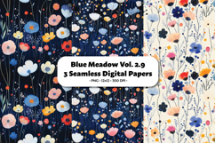 Blue Meadow Seamless Digital Paper Vol.2.9, 3 PNG Product Image 1