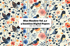 Blue Meadow Seamless Digital Paper Vol.3.7, 3 PNG Product Image 1