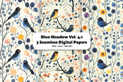 Blue Meadow Seamless Digital Paper Vol.4.1, 3 PNG Product Image 1