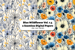 Blue Wildflower Seamless Digital Paper Vol.1.4, 2 PNG Product Image 1