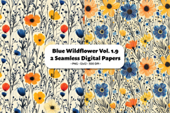 Blue Wildflower Seamless Digital Paper Vol.1.9, 2 PNG Product Image 1