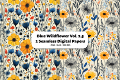 Blue Wildflower Seamless Digital Paper Vol.2.5, 2 PNG Product Image 1