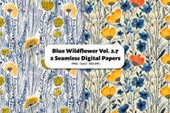 Blue Wildflower Seamless Digital Paper Vol.2.7, 2 PNG Product Image 1