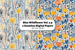 Blue Wildflower Seamless Digital Paper Vol.2.9, 2 PNG Product Image 1